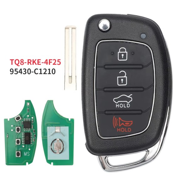 2017-2020 Hyundai Sonata / 4-Button 4D60 Chip Remote Flip Key / PN: 95430-C1210 / TQ8-RKE-4F25 (LF 4BT) (RFK-HY-SN25)
